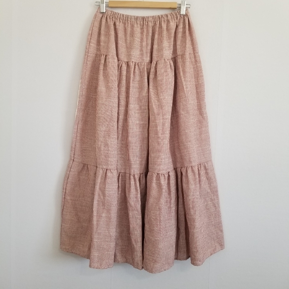 Vintage Lovely J Red Tiered Maxi Skirt Size Large - Picture 4 of 8